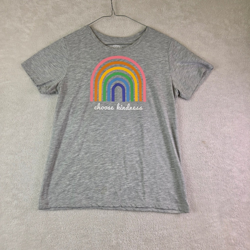 Home Free Choose Kindness Rainbow Graphic T-Shirt Gray Medium 8-10
